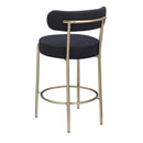Modern Sherpa Counter Height Stools, Uphsoltered Seat Height Barstools With Brushed Brass Metal Legs Round Low Back Kitchen Stools With Footrest For Dining Room (Set of 2) by HouseOfZazla