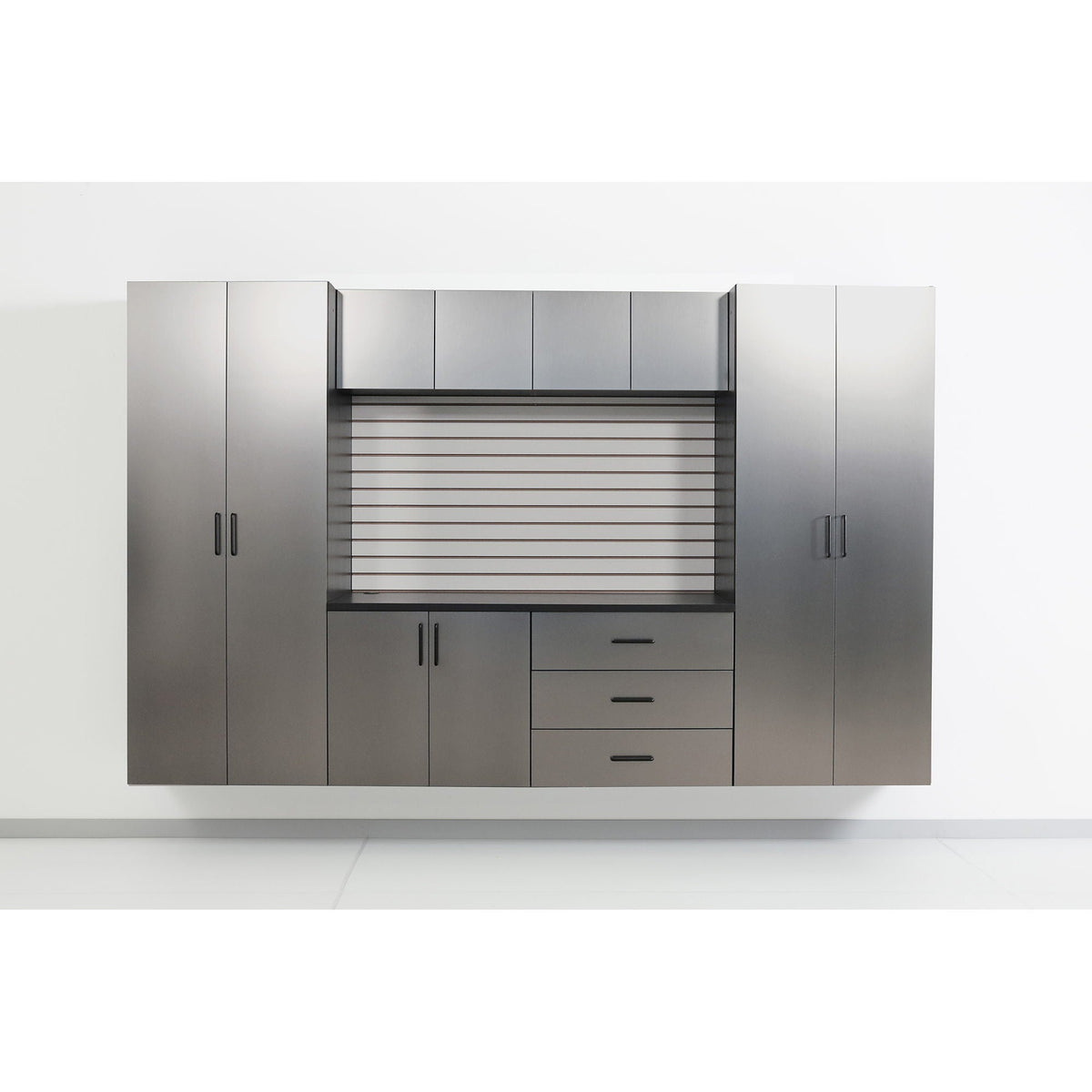 Astro Series - Wall Storage Cabinet With Soft Closing Drawers - Metallic Gray, photo 3 of 11