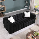 84.3 length, 35.83" deepth, human body structure for USA people, marshmallow sofa,boucle sofa, White color,3 seater