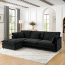L-Shaped Sectional Sofa With Ottoman, Convertible 4 Seater Couch by Unique Piece Furniture