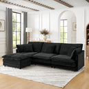 L-Shaped Sectional Sofa With Ottoman, Convertible 4 Seater Couch by HouseOfZazla