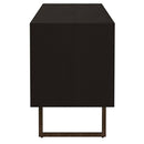Manaya - 2 Door Stand With Open Shelving And Hidden Storage - Charcoal Black