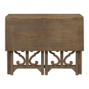 3-Piece Retro Dining Set Solid Wood Counter Height Pub Set Foldable Table with 2 Saddle Stools for Kitchen, Small Space (Distressed Brown)