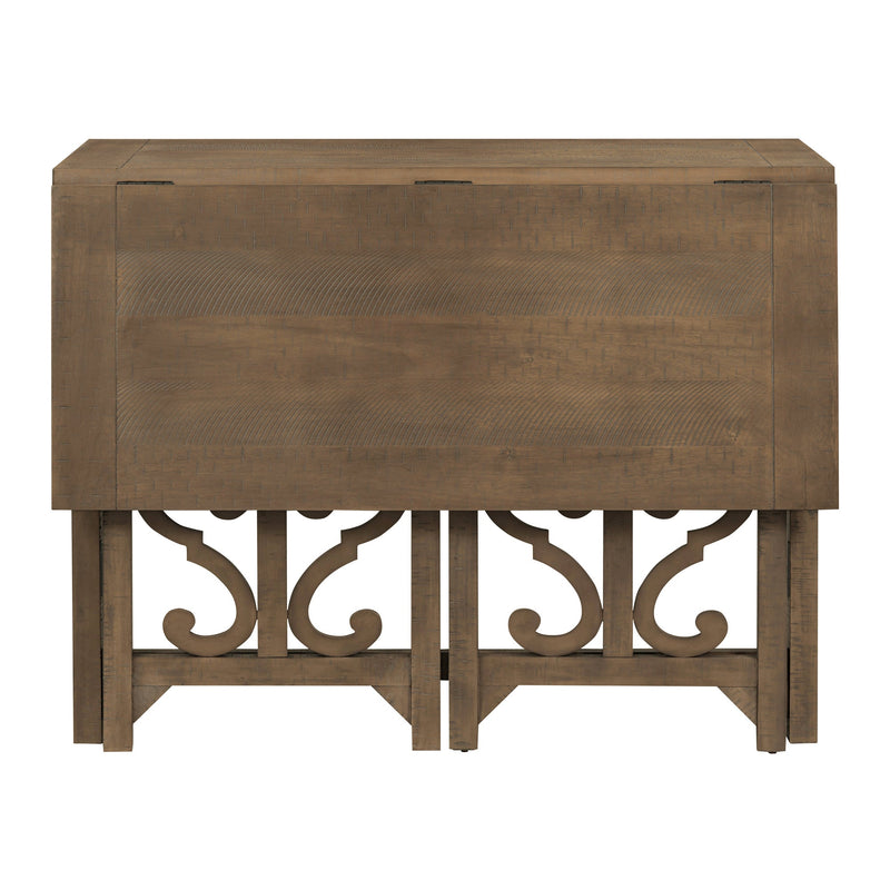 3-Piece Retro Dining Set Solid Wood Counter Height Pub Set Foldable Table with 2 Saddle Stools for Kitchen, Small Space (Distressed Brown)