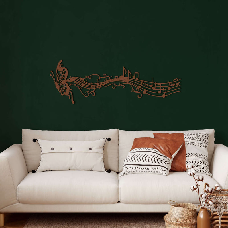 Butterfly and Melody Notes Metal Wall Art