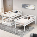 Twin Size Triple Bunk Bed With Storage Staircase, Separate Design - White by HouseOfZazla