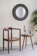 D26.5' Round Black and Gold Wooden Accent Mirror with Woven Texture by HouseOfZazla
