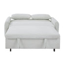 57.48" Pull-out Sofa Bed Convertible Couch 2 Seat Loveseat Sofa Modern Sleeper Sofa with Two Throw Pillows and USB Ports for Living Room, Light Blue