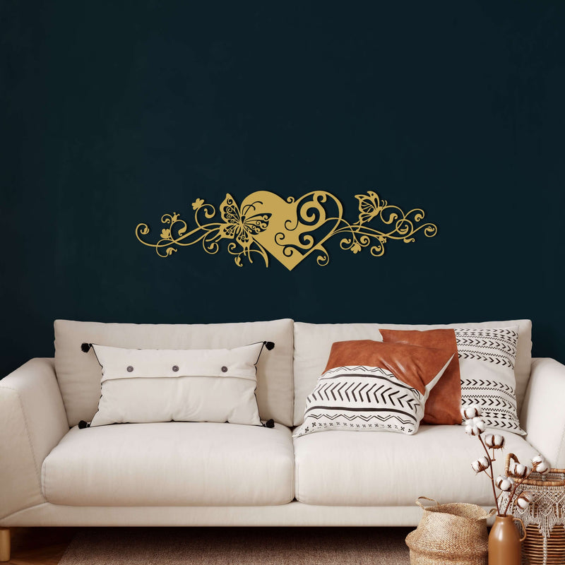 Heart and Butterfly Metal Wall Art