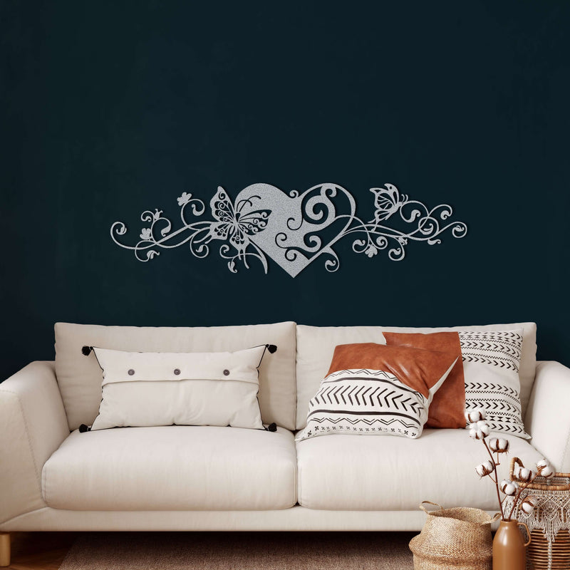 Heart and Butterfly Metal Wall Art