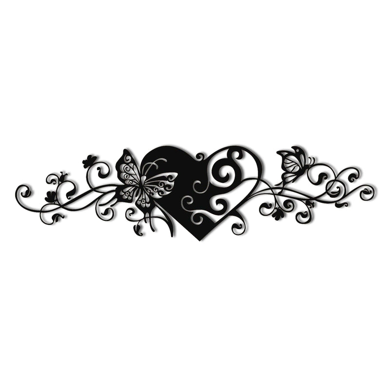 Heart and Butterfly Metal Wall Art