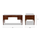 Dauphin Gold Accent 5-Drawer Wood Executive Desk Dark Walnut Ash Wood & Veneer by HouseOfZazla