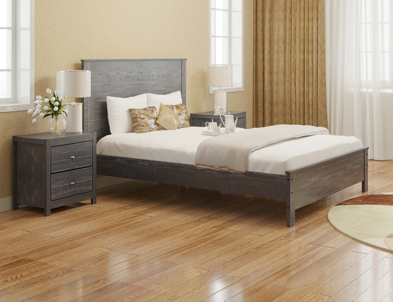 Albany Solid Wood Grey Bed, Modern Rustic Wooden Twin Size Bed Frame Box Spring Needed
