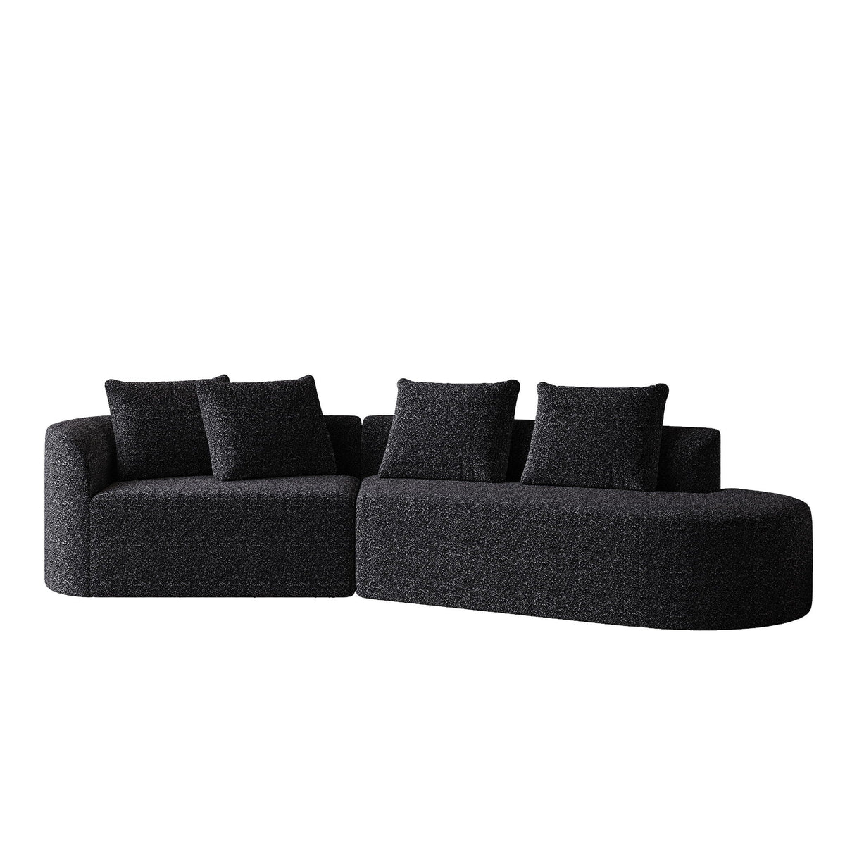Upholstered Oversized Sectional Sofa, 4 Seater Extra Deep & Wide Curved Cloud Couch With 4 Throw Pillows For Living Room - Black, photo 8 of 23