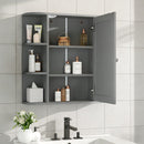 Bathroom Wall Storage Cabinet With Mirror And Adjustable Shelf, 6 Open Shelves