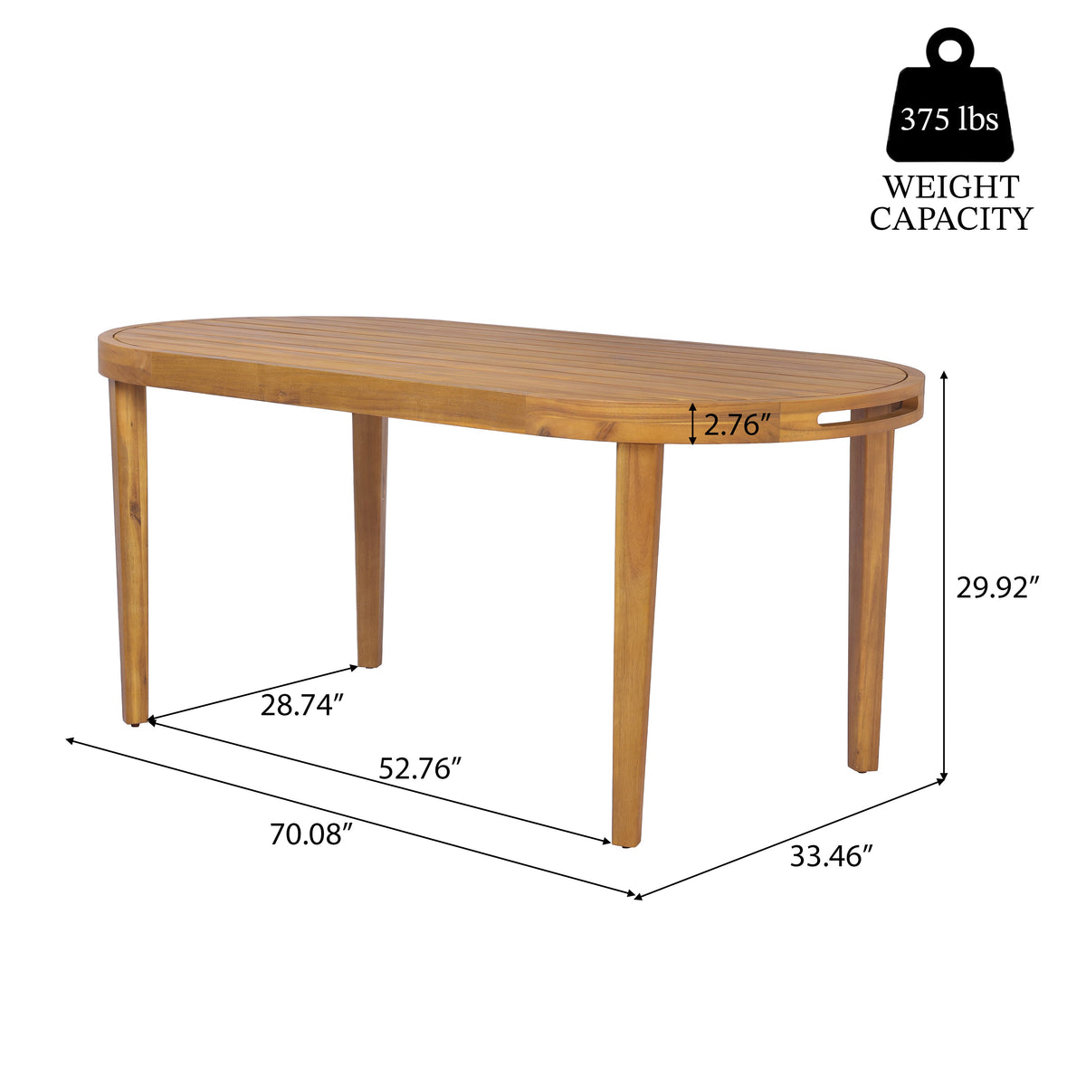 7-Piece Outdoor Acacia Wood Dining Set, photo 6 of 10