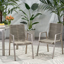 Outdoor Modern Aluminum Dining Chair Set With Rope Sea (Set of 2) by HouseOfZazla