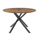 47.25" Round MDF Coffee Table End Table Short Leisure Tea Table Cross Legs Metal Base,Walnut
