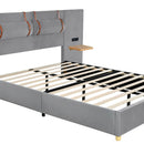 Upholstered Platform Bed, 2 Outlets And USB Charging Ports On Both Sides, 2 Bedside Pillows, Storage Shelves by HouseOfZazla