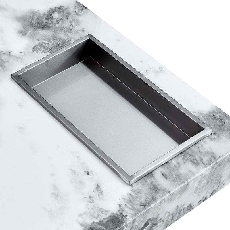 A modern and practical coffee table, black and white in imitation marble pattern, made of MDF material. The fusion of elegance and natural fashion 31.4"x 31.4"x 12 "