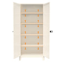 71'' 2 Shapely Door Cabinet With Lock, Metal Storage Cabinet with Doors and Adjustable Shelves, for Kitchen, Bedroom, Living Room(Beige)