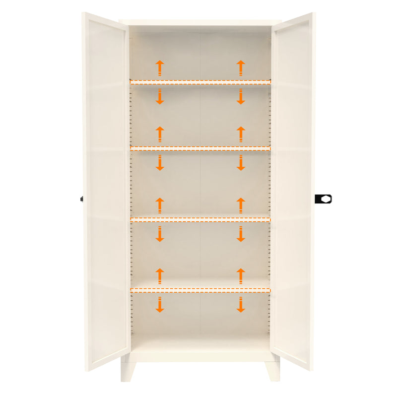 71'' 2 Shapely Door Cabinet With Lock, Metal Storage Cabinet with Doors and Adjustable Shelves, for Kitchen, Bedroom, Living Room(Beige)