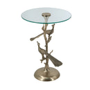 Gold Peacock Side Table with Round Glass Top by HouseOfZazla