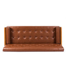 Adelaide Mid Century Modern Tufted Sofa With Rolled Accent Pillows - Light Brown by HouseOfZazla