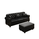 Upholstered Sofa With Nailhead Trim, Rolled Armrests With Ottoman by HouseOfZazla