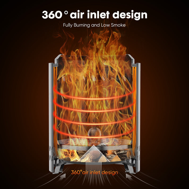 Stainless Portable Smokeless Tabletop Fire Pit for Outdoor Patio, Backyard Camping, and Bonfire