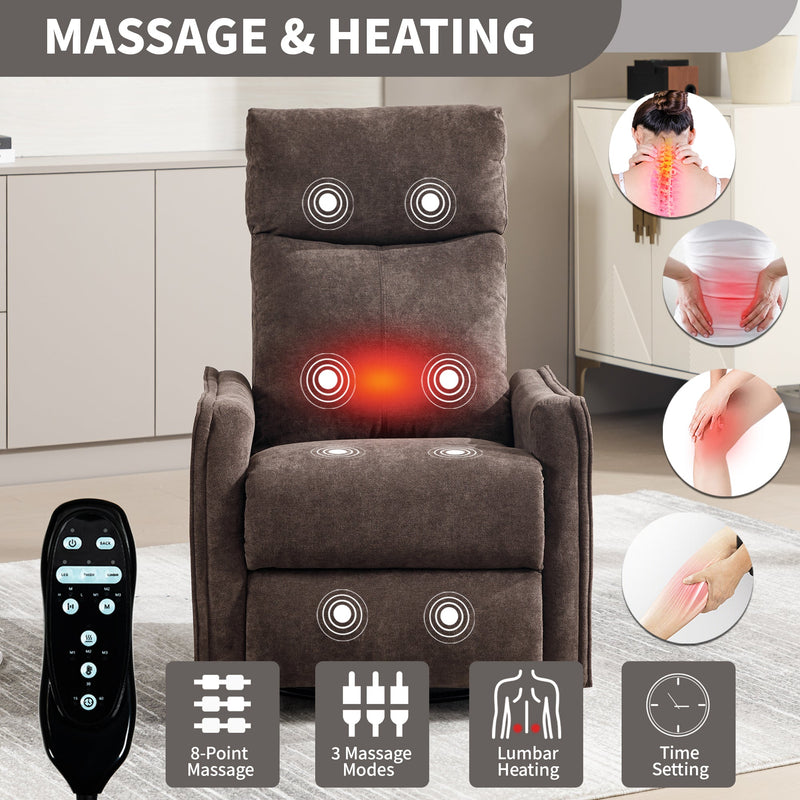 Heat Massage Manual Recliner Chair with Rocker and Swivel in Fabric, photo 8 of 10