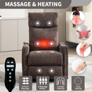 Heat Massage Manual Recliner Chair with Rocker and Swivel in Fabric