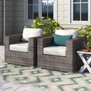 Grade - Club Patio Chair With Sunbrella Cushions (Set of 2) - Gray Mix / White by HouseOfZazla