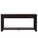 63" Pine Wood Console Table with 4 Drawers and 1 Bottom Shelf for Entryway Hallway Easy Assembly 63 inch Long Sofa Table (Distressed Black)