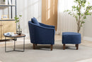 Accent Chair with Ottoman, Mid Century Modern Barrel Chair Upholstered Club Tub Round Arms Chair for Living Room