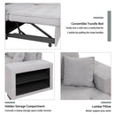 Modern L-Shape 3 Seat Reversible Sectional Couch, Pull Out Sleeper Sofa With Storage Chaise And 2 Stools For Living Room Furniture Set by Unique Piece Furniture