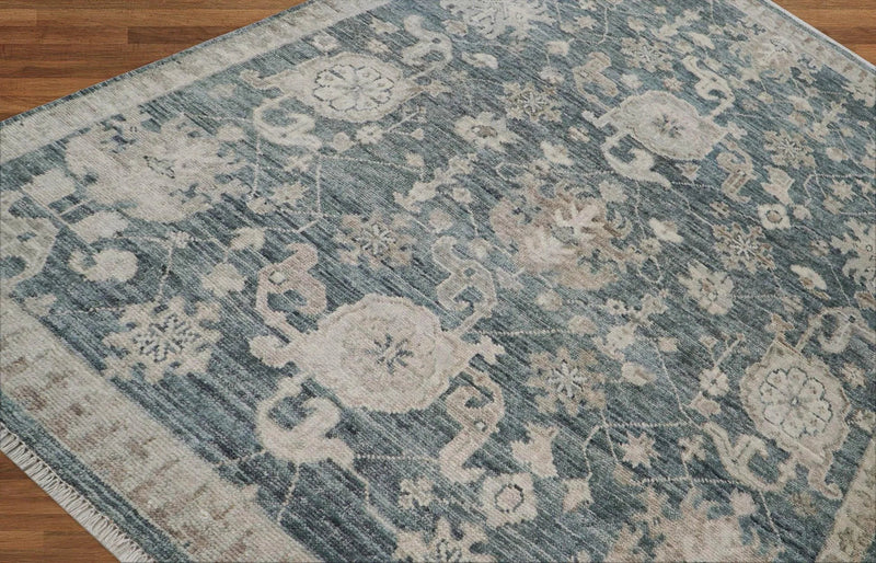 7' 11''x9' 8'' Slate, Gray Hand Knotted LoomBloom Muted Turkish Oushak  100% Wool Transitional Oriental Area Rug