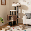 53.5 inch Tall Cat Tree for Indoor Cat Wooden Cat Tower Top Perch with Soft Padding-Brown by LJGDeals