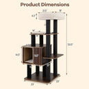 53.5 inch Tall Cat Tree for Indoor Cat Wooden Cat Tower Top Perch with Soft Padding-Brown by LJGDeals