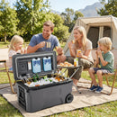 53 Quart Rolling Cooler with Wheels and Fish Ruler by LJGDeals