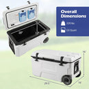 53 Quart Rolling Cooler with Wheels and Fish Ruler by LJGDeals