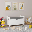 Kids Toy Box Chest Storage Cabinet With Cushion Seat Bench Flip Top Lid Safety Hinge - White