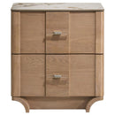 Leanne 2-drawer Sinter Stone Top Nightstand Light Oak