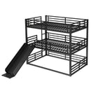 Full Over Full Over Full Bunk Bed with Slide