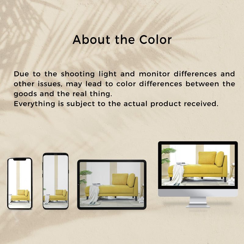 65" Mid-Century Modern Fabric Corner Lounge Chair, Upholstered Indoor Chaise Lounge for Bedroom, Office, Small Living Room & Apartment