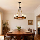 Rustic 6-Light Wagon Wheel Chandelier, Farmhouse Chandeliers