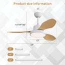 Ceiling Fan With 22W LED Light And Remote Control 6 Speeds Reversible DC Motor For Living Room - White by Unique Piece Furniture