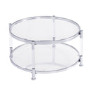 Contemporary Acrylic, Coffee Table, Round Tempered Glass Coffee Table - Chrome / Silver by HouseOfZazla