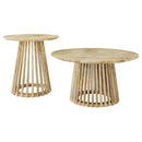 Diana - 2 Piece Round Coffee And End Table Set - Natural by HouseOfZazla