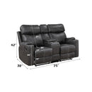 Hirah - Motion Loveseat With Console & USB Port - Dark Gray Polish Microfiber